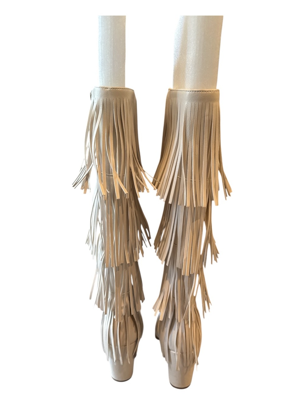 Bellini Zaneta Ivory Fringe Wide Calf Western Knee High Boots Size 7 - Picture 5 of 13